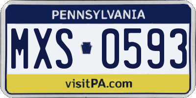 PA license plate MXS0593