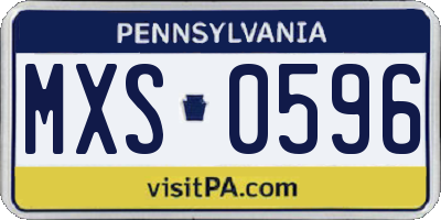 PA license plate MXS0596