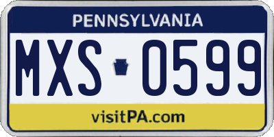 PA license plate MXS0599