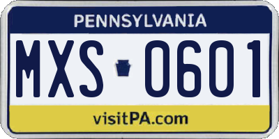 PA license plate MXS0601