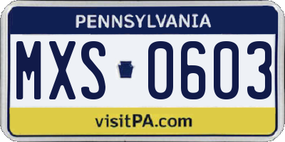 PA license plate MXS0603