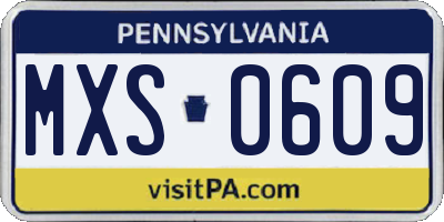 PA license plate MXS0609