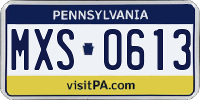 PA license plate MXS0613