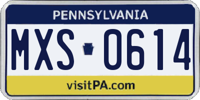 PA license plate MXS0614