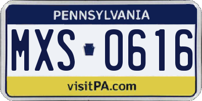 PA license plate MXS0616
