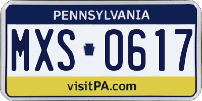 PA license plate MXS0617