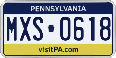 PA license plate MXS0618