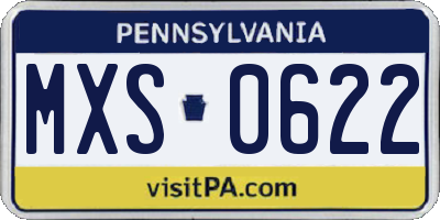 PA license plate MXS0622