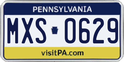 PA license plate MXS0629