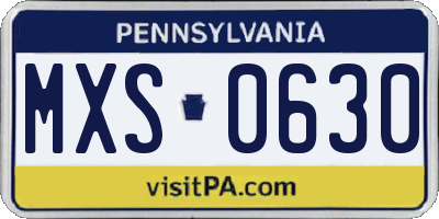 PA license plate MXS0630