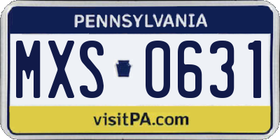 PA license plate MXS0631