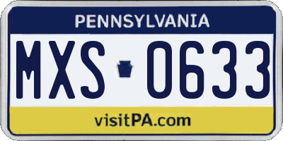 PA license plate MXS0633
