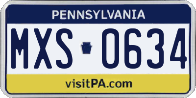 PA license plate MXS0634