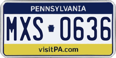 PA license plate MXS0636