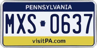 PA license plate MXS0637
