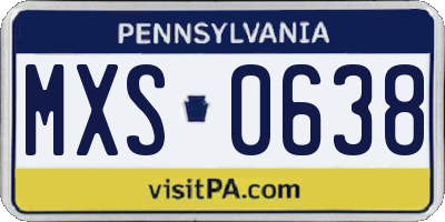 PA license plate MXS0638