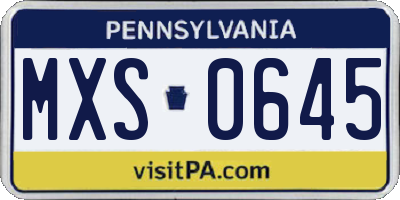 PA license plate MXS0645