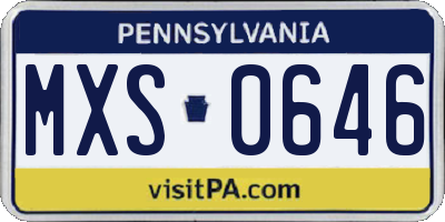 PA license plate MXS0646