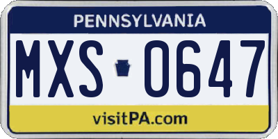PA license plate MXS0647