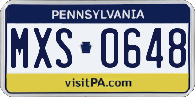 PA license plate MXS0648