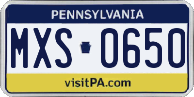 PA license plate MXS0650