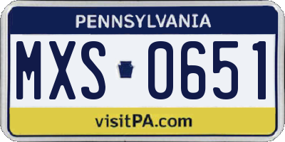 PA license plate MXS0651