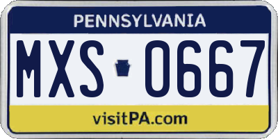 PA license plate MXS0667