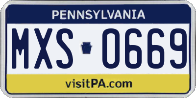 PA license plate MXS0669
