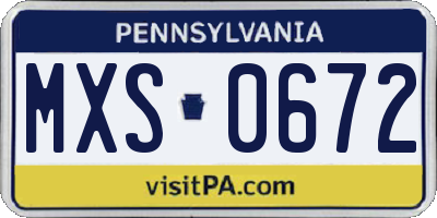 PA license plate MXS0672