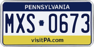 PA license plate MXS0673