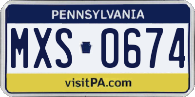 PA license plate MXS0674