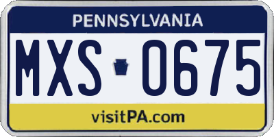 PA license plate MXS0675