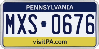 PA license plate MXS0676
