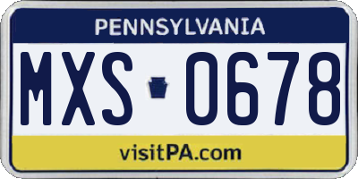PA license plate MXS0678