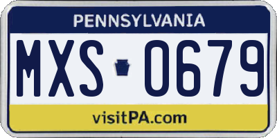 PA license plate MXS0679