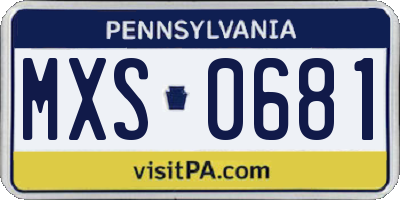 PA license plate MXS0681