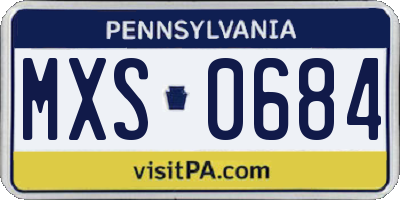 PA license plate MXS0684