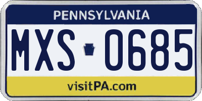 PA license plate MXS0685
