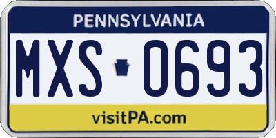 PA license plate MXS0693