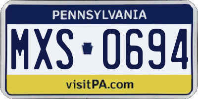 PA license plate MXS0694