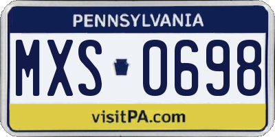 PA license plate MXS0698