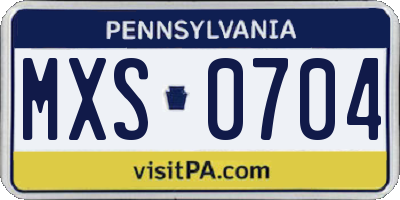 PA license plate MXS0704