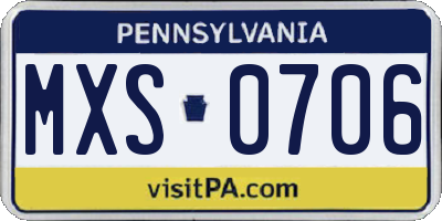 PA license plate MXS0706