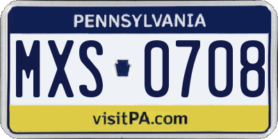 PA license plate MXS0708