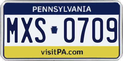 PA license plate MXS0709