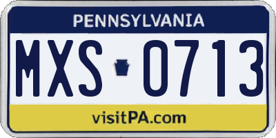 PA license plate MXS0713