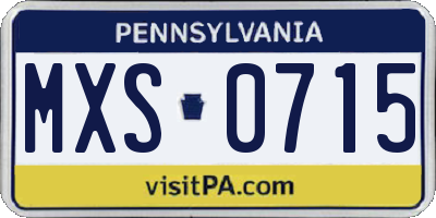 PA license plate MXS0715