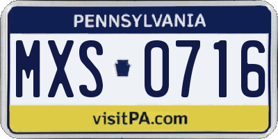 PA license plate MXS0716