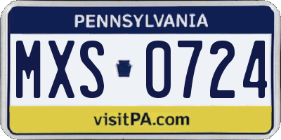 PA license plate MXS0724