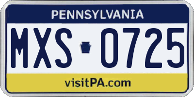 PA license plate MXS0725